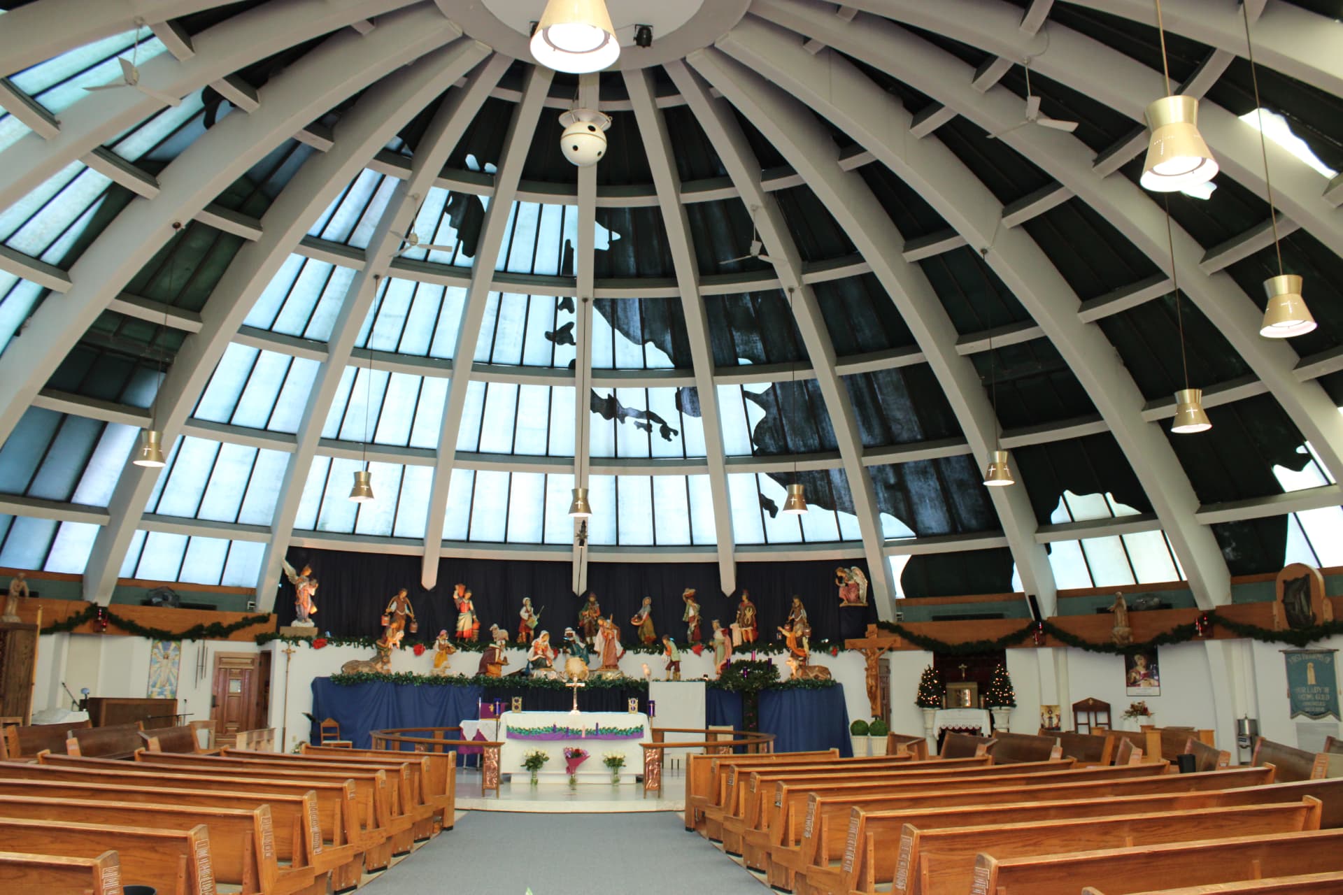 Interior sanctuary of the Basilica of the National Shrine of Our Lady of Fatima in Lewiston, New York