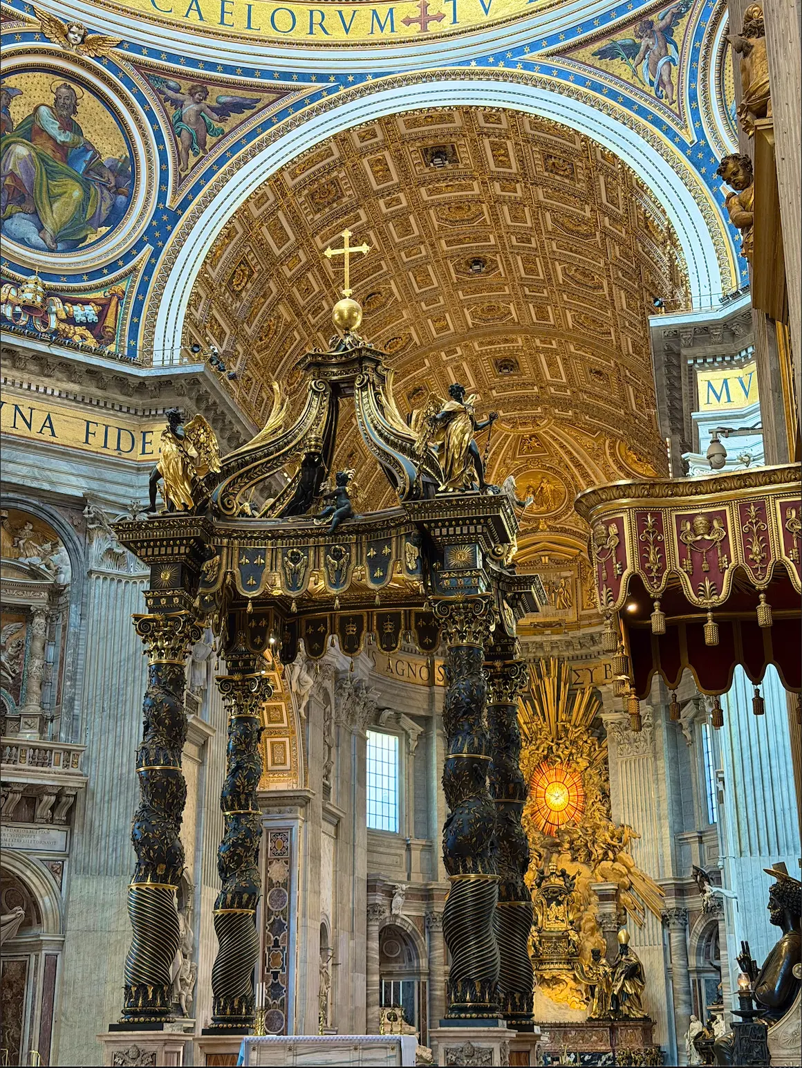 The baldachin and dome of St. Peter's Basilica in Rome