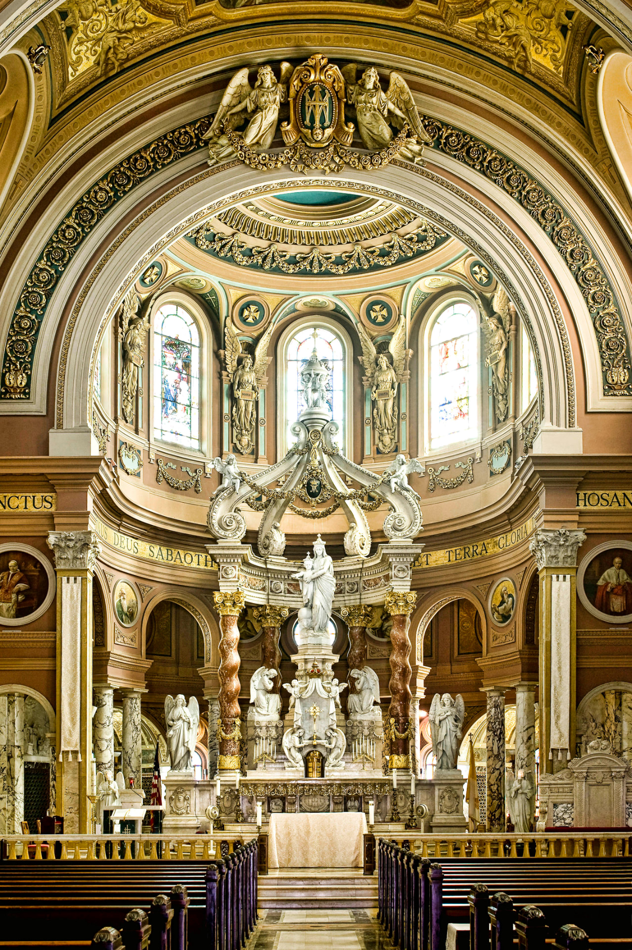 Ornate interior of a Catholic basilica