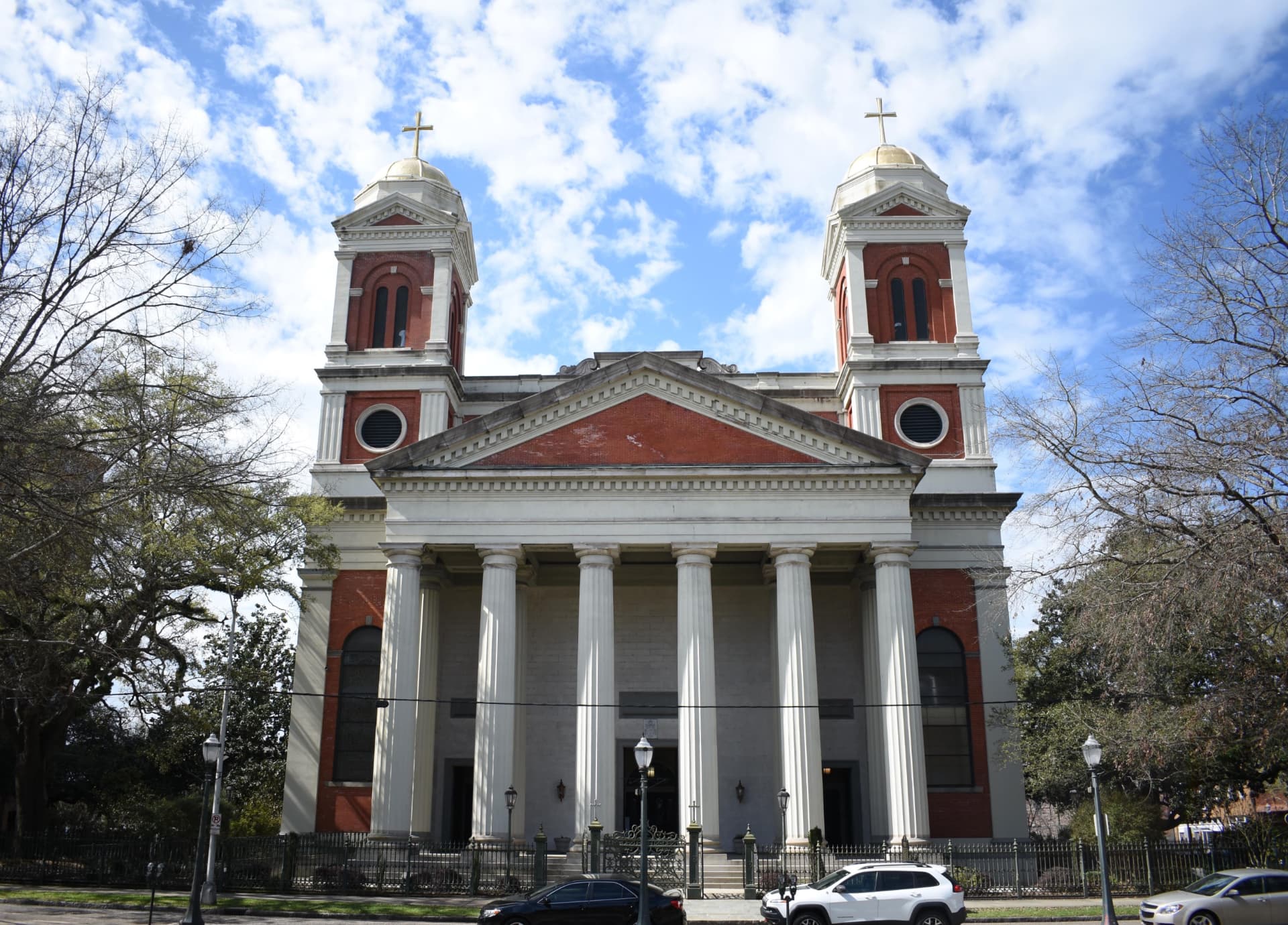 Exterior facade of the Cathedral Basilica of the Immaculate Conception in Mobile, Alabama