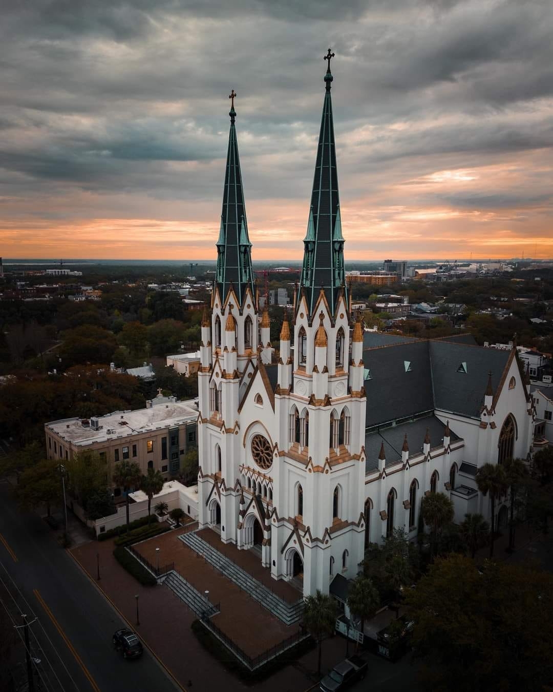 Exterior of the Cathedral Basilica of St. John the Baptist in Savannah, Georgia