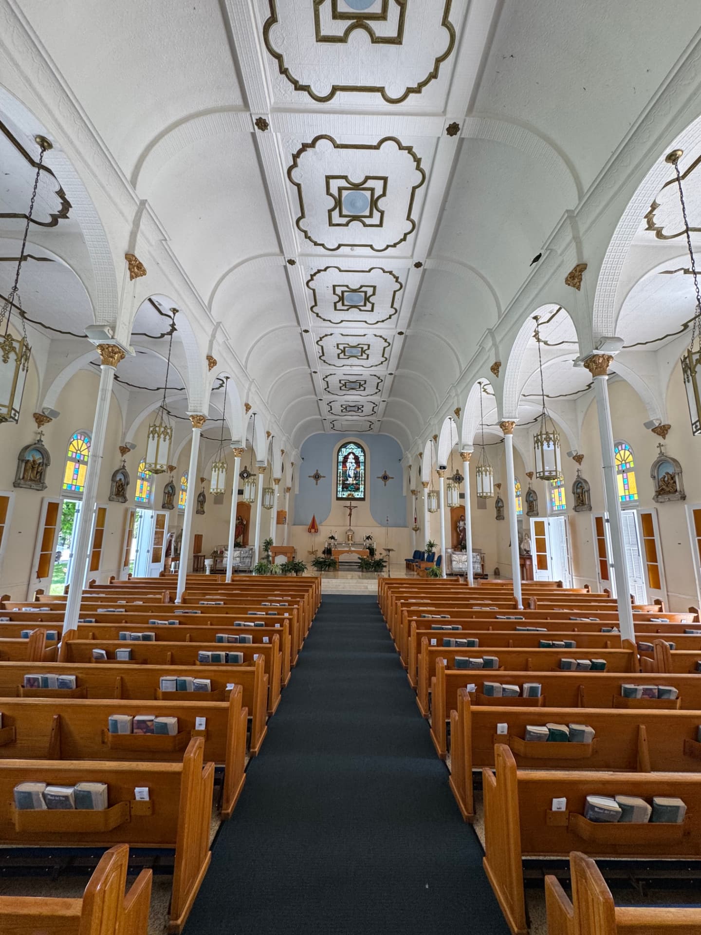 Interior nave of the Basilica of St. Mary Star of the Sea in Key West, Florida