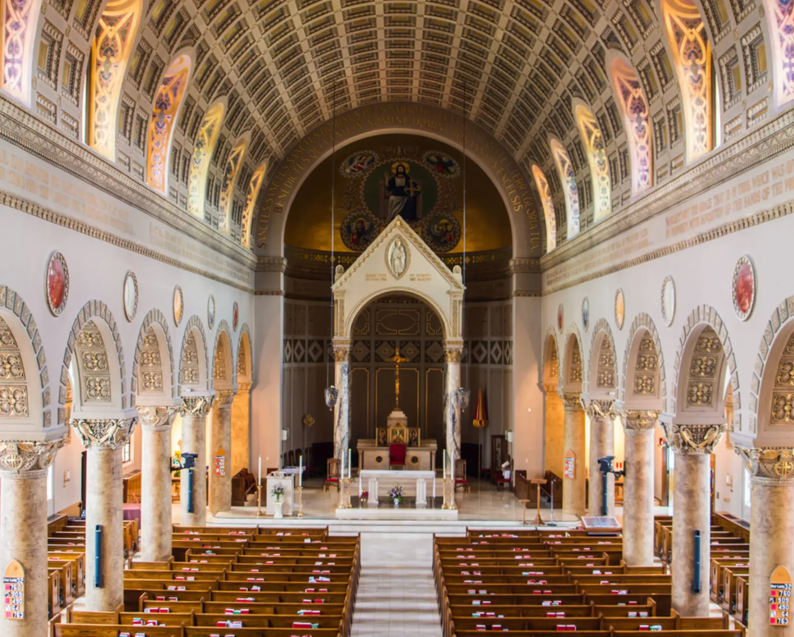 Interior sanctuary of the Basilica of St. John in Des Moines, Iowa