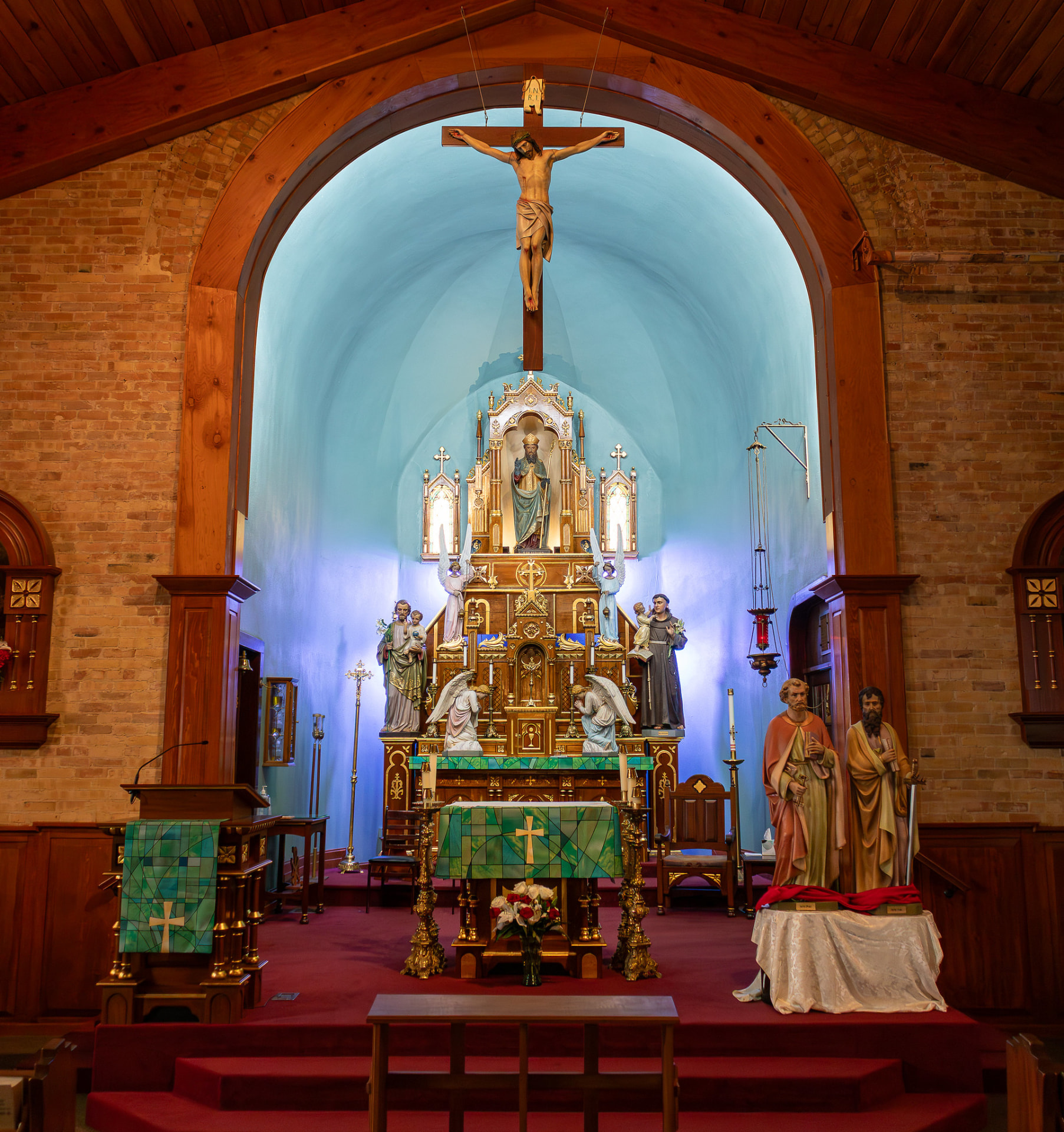 Interior sanctuary of the Basilica of San Albino in Mesilla, New Mexico
