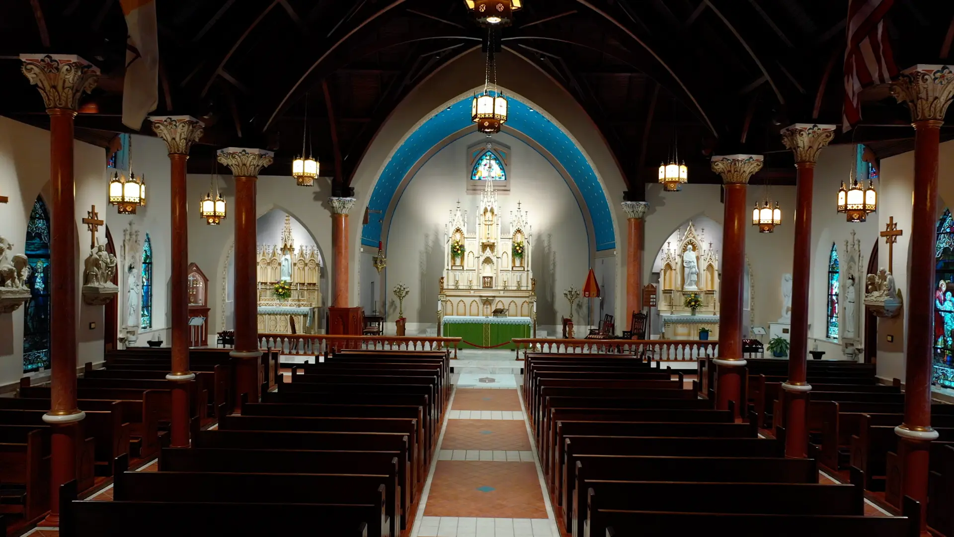 Interior sanctuary of the Basilica of St. Michael the Archangel in Pensacola, Florida