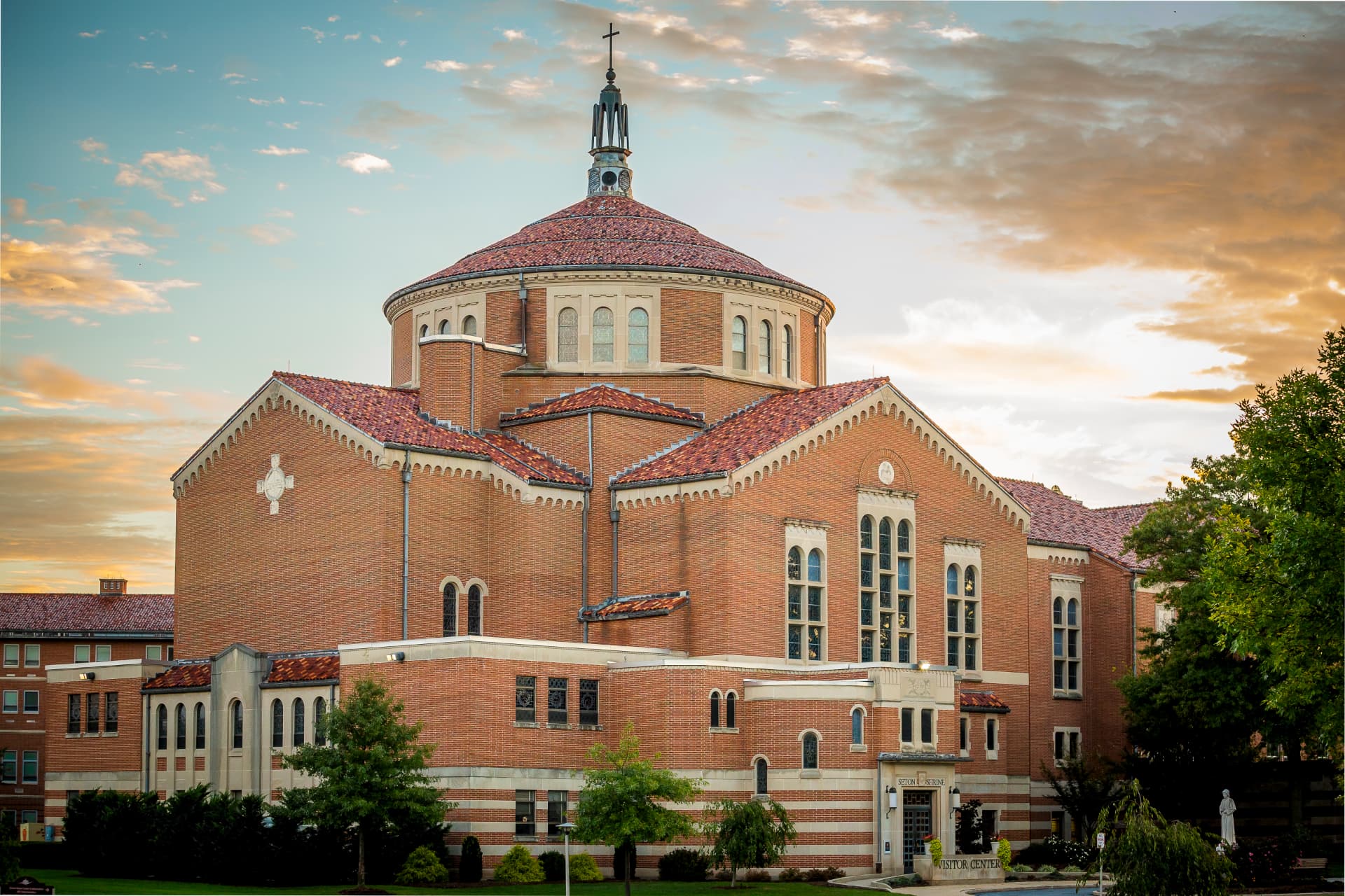 Exterior of the Basilica of the National Shrine of St Elizabeth Ann Seton in Emmitsburg, Maryland