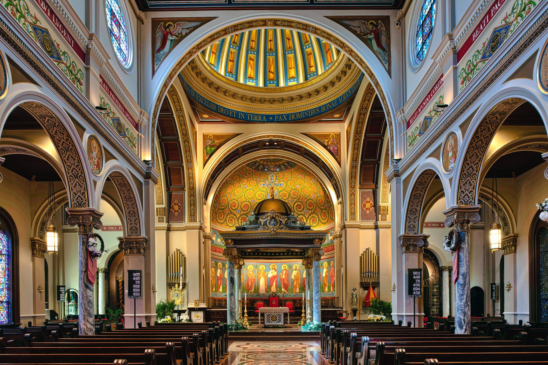 Interior sanctuary of St. Anthony Cathedral Basilica in Beaumont, Texas