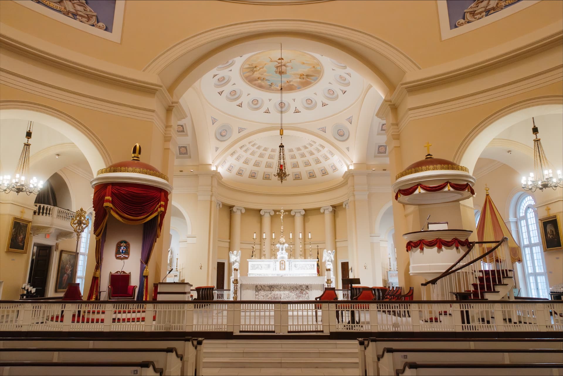 Interior sanctuary of the Basilica of the National Shrine of the Assumption of the Blessed Virgin Mary in Baltimore, Maryland