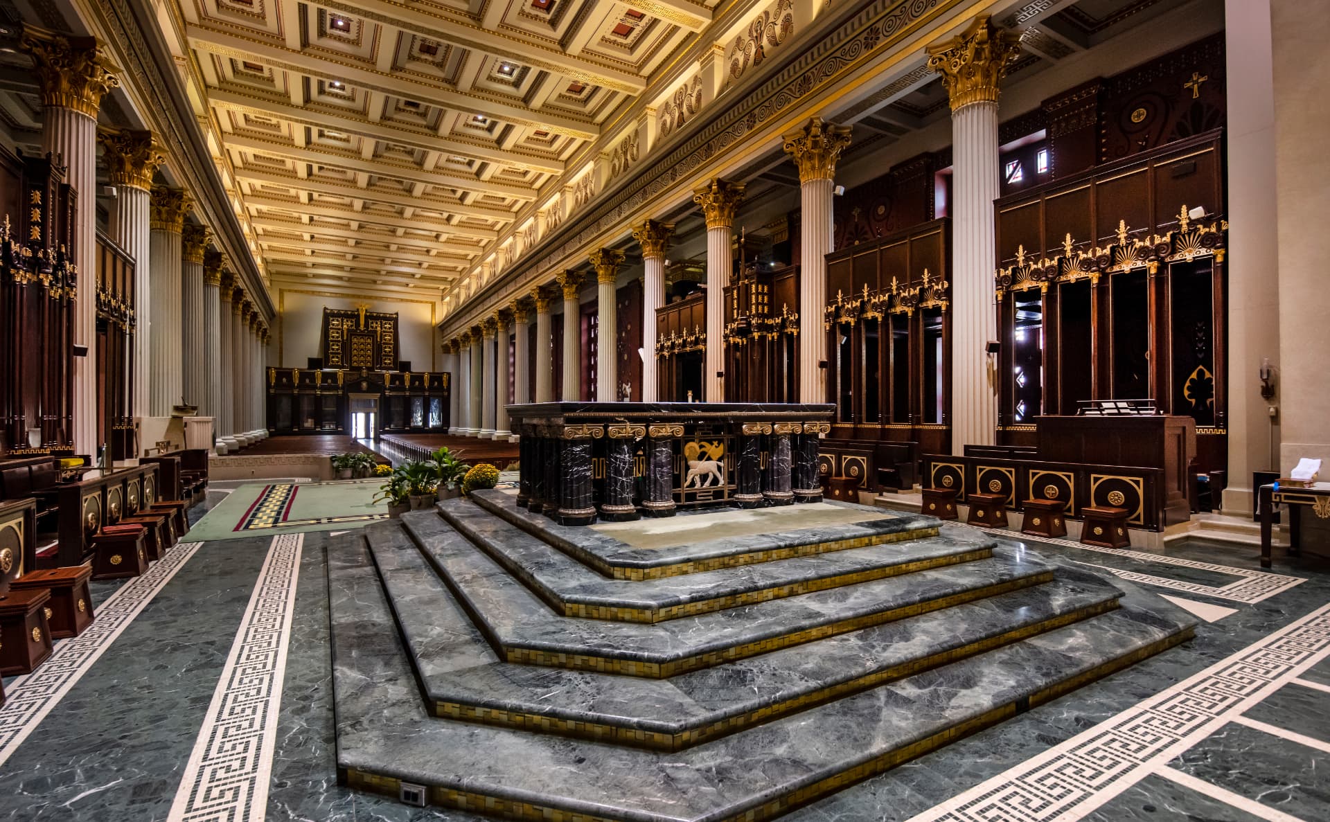 Interior sanctuary of the Cathedral Basilica of Saint Peter in Chains in Cincinnati