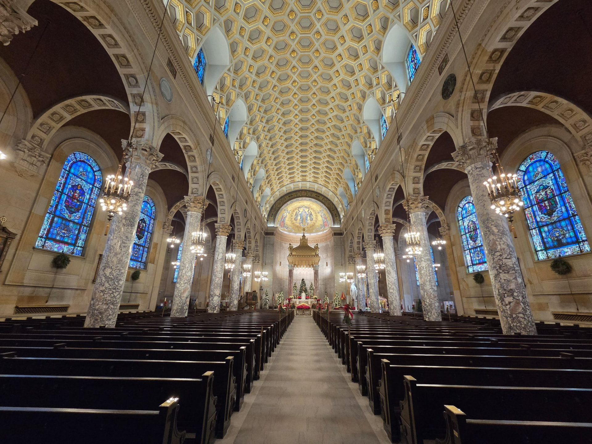 Interior sanctuary of the Basilica of the Immaculate Conception in Waterbury, Connecticut
