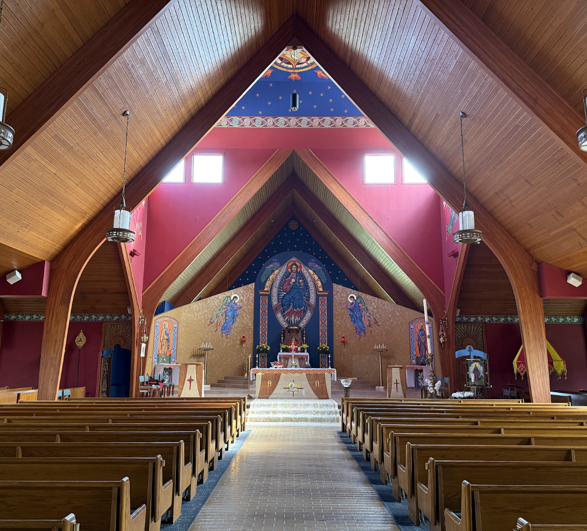 Interior sanctuary of the Basilica of St. John the Baptist in North Jackson, Ohio