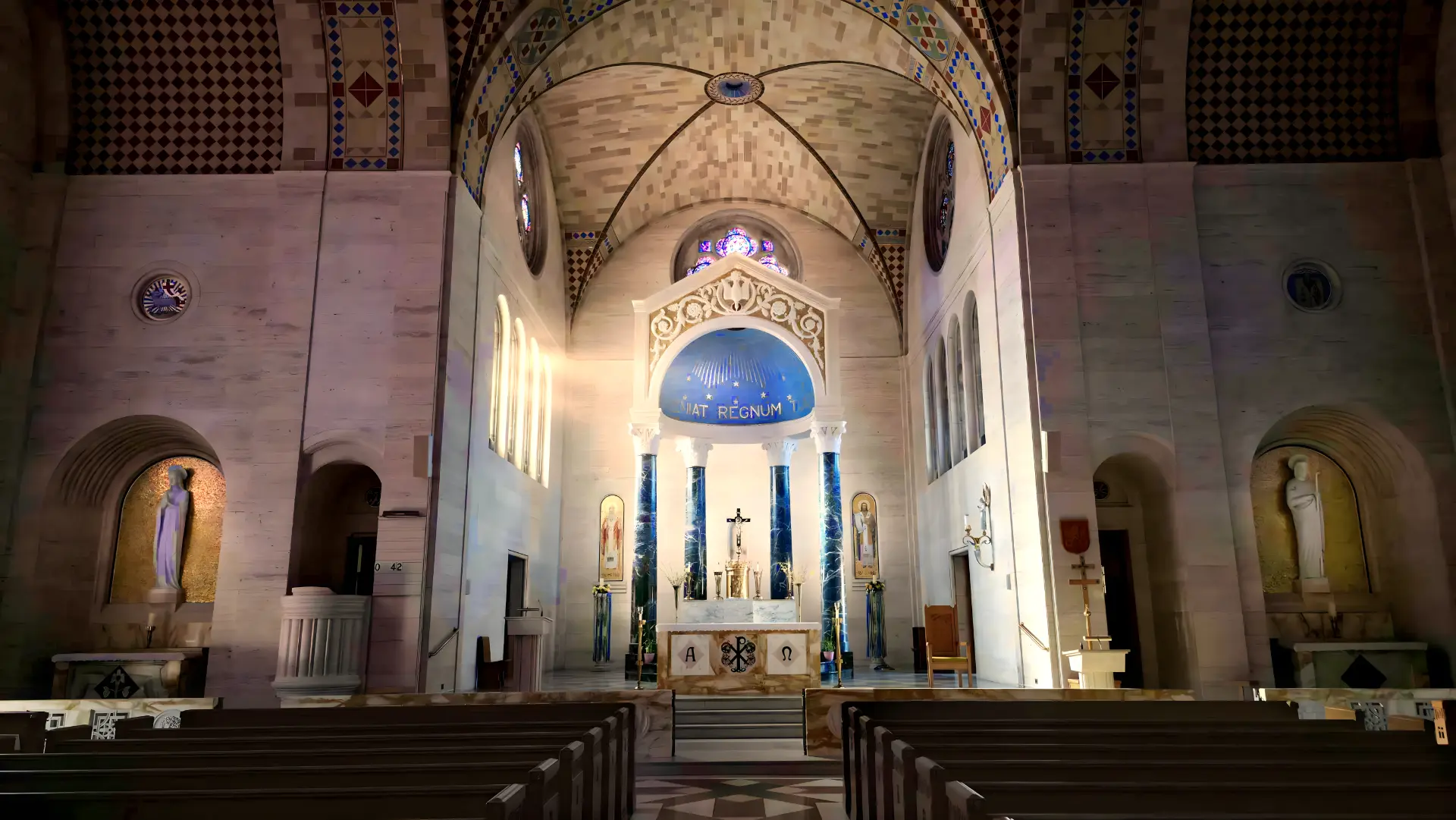 Interior sanctuary of the Basilica of Saints Cyril and Methodius in Danville, Pennsylvania