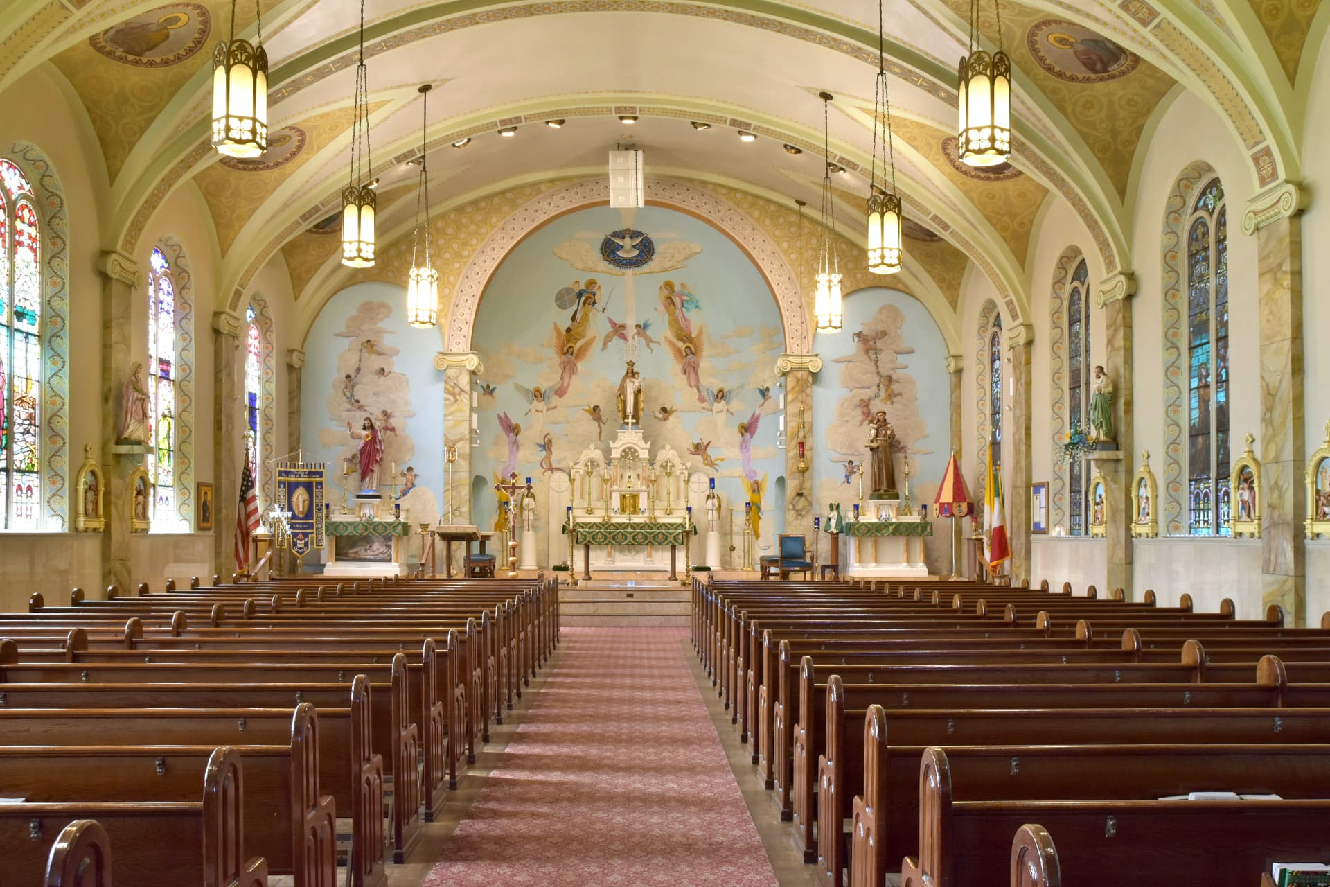 Interior sanctuary of the Basilica of Our Lady of Mount Carmel in Youngstown, Ohio